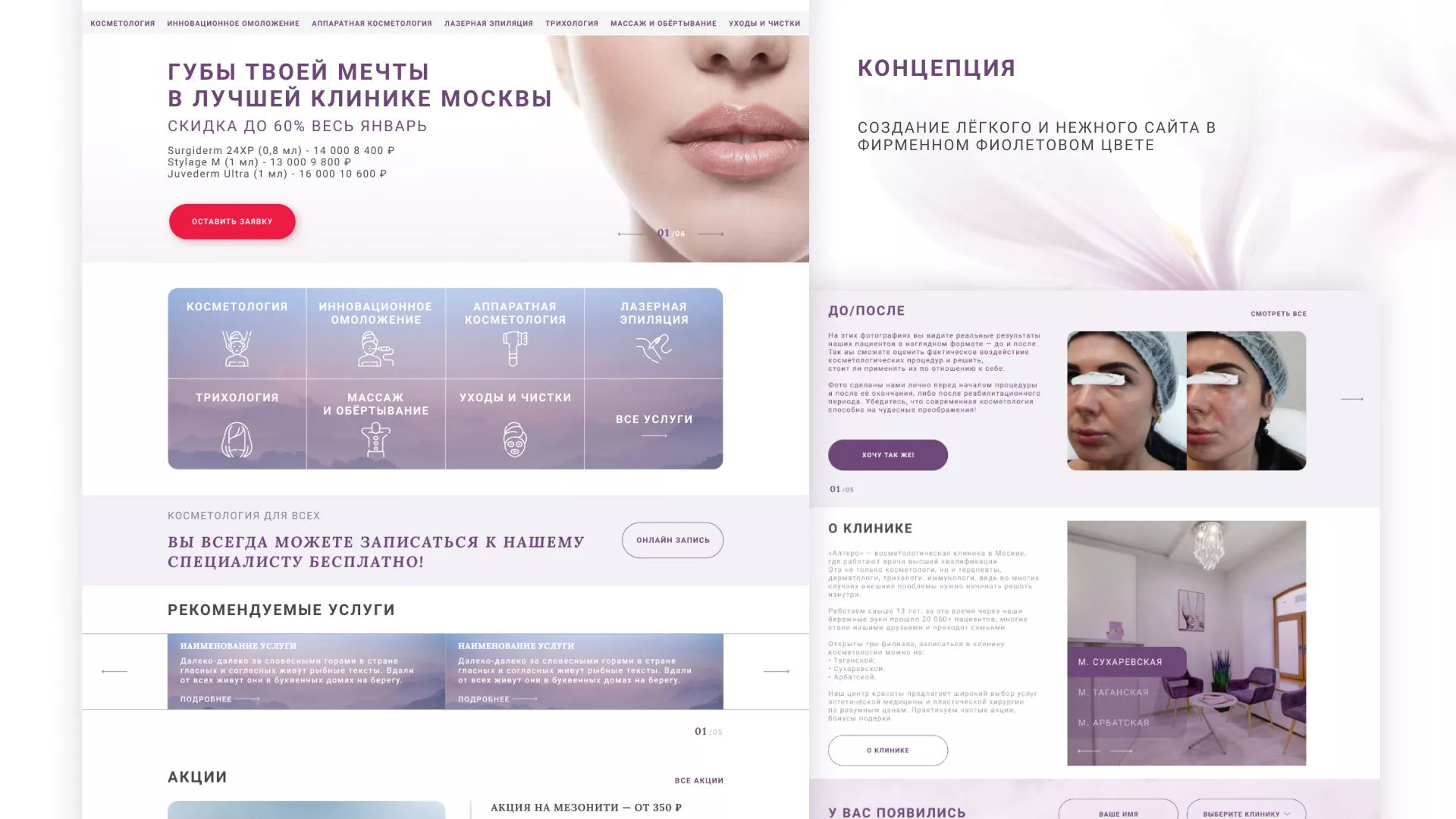 Создание сайта сети клиник эстетической косметологии «Алтеро» в Костроме