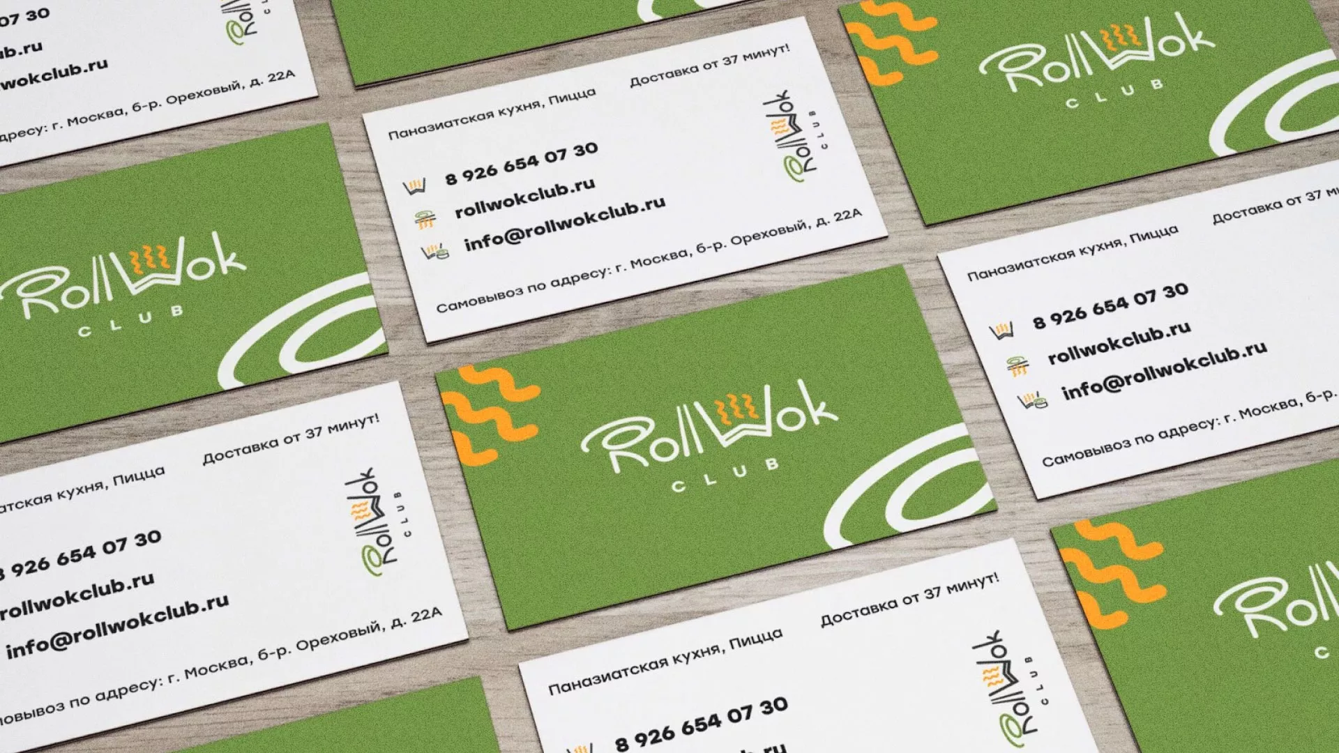 Разработка дизайна визиток суши-бара «Roll Wok Club» в Костроме
